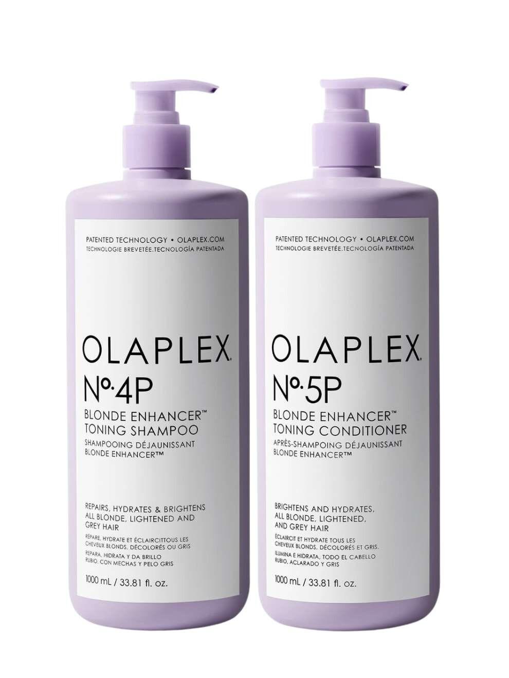 OLAPLEX BLONDE ENHANCER SHAMPOO AND CONDITIONER DUO 1 LITRE (NO.4P + NO.5P)